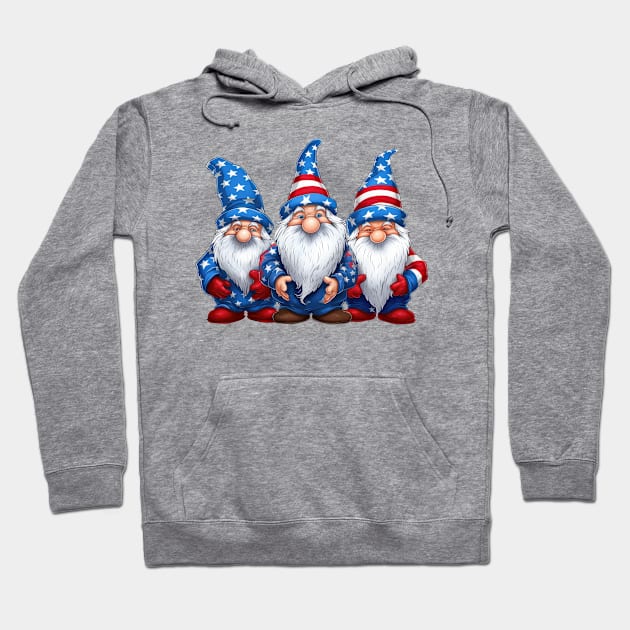 4th of July Gnomes #6 Hoodie by Chromatic Fusion Studio